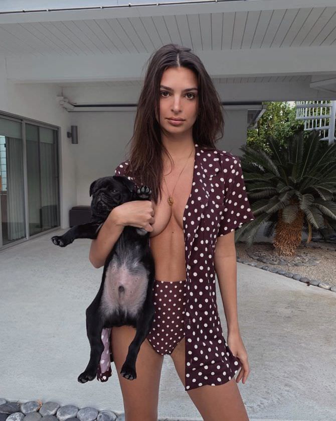 Эмили Ратаковски фото в инстаграм с собакой